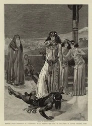Madame Sarah Bernhardt como Cleopatra en la nueva obra de M Sardou en el Teatro Porte St Martin, París
